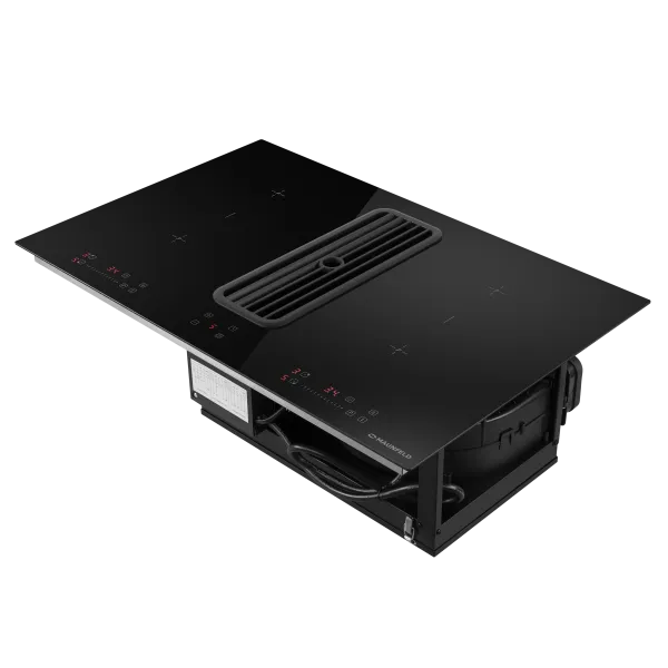 Индукционная варочная панель с интегрированной вытяжкой, объединением зон Bridge Induction MAUNFELD AVSI804SBH Черный