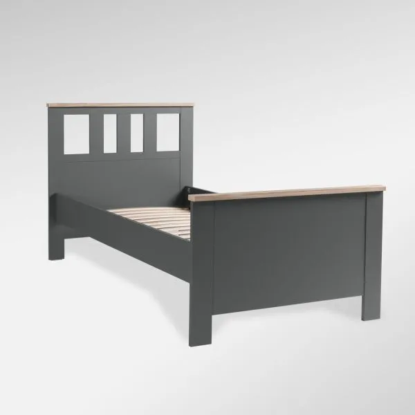 2.08.04.050.15 САГА кровать одинарная 90х200 серая/ясень