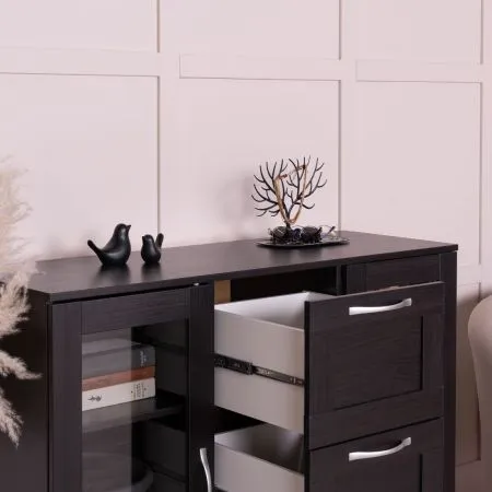 2.02.03.380.5 СИРИУС тумба 2 двери со стеклом и 3 ящика 117х95 Дуб Венге RU