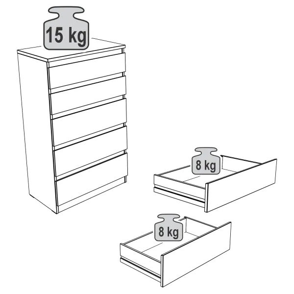 2.03.02.070.4 КАСТОР комод 5 ящиков RU серый