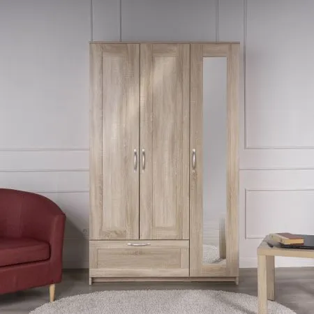 2.02.01.030.3 СИРИУС шкаф комбинированный "3 двери и 1 ящик сонома RU" (с 1 зеркалом)