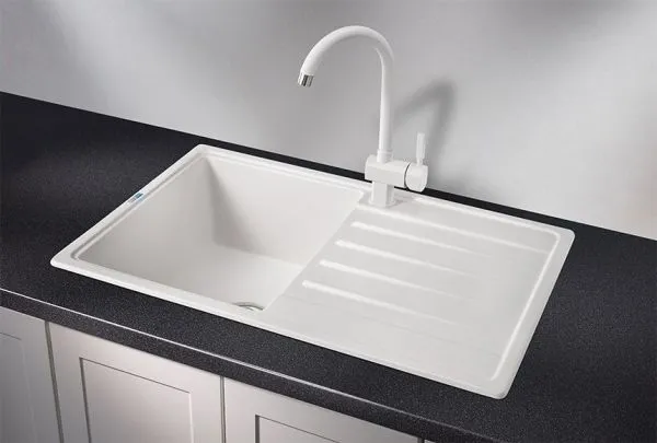7602, БЕЛЫЙ, кухонная мойка, СтандАРТ кварц