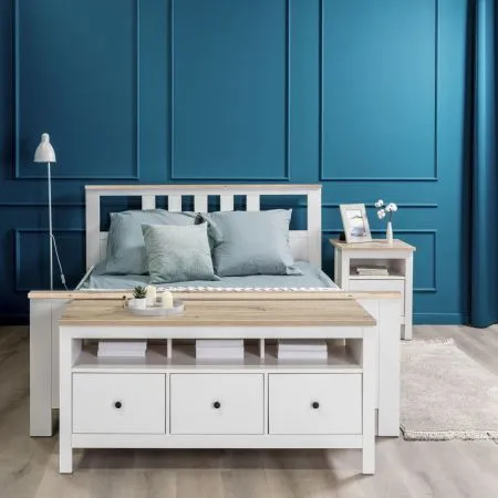 2.08.04.060.14 САГА кровать двойная 140х200 белая/ясень