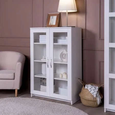 2.02.03.390.1 СИРИУС тумба 2 двери со стеклом 78х123 белая RU