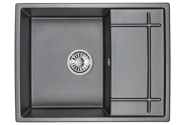 6501, ШВАРЦ (чёрный металлик), кухонная мойка, кварц