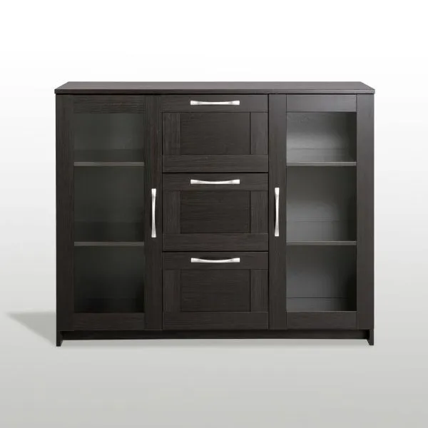 2.02.03.380.5 СИРИУС тумба 2 двери со стеклом и 3 ящика 117х95 Дуб Венге RU