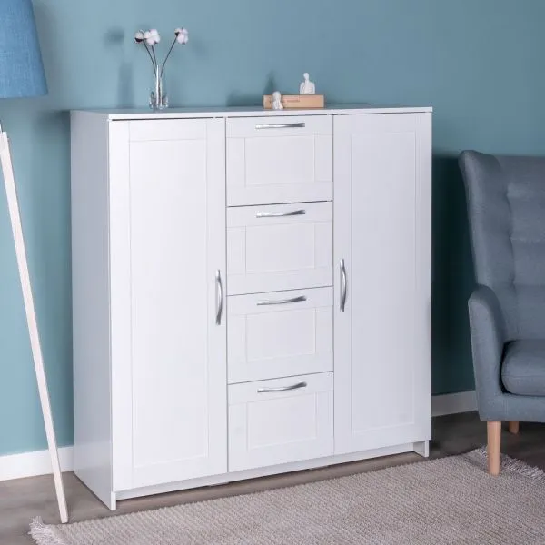 2.02.03.350.1 СИРИУС тумба 2 двери и 4 ящика 117х123 белая RU