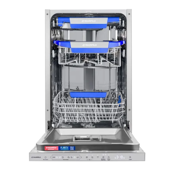 Посудомоечная машина MAUNFELD MLP45330T Smart Beam Inverter Wi-Fi с автооткрыванием и проекцией таймера на пол Нержавеющая сталь