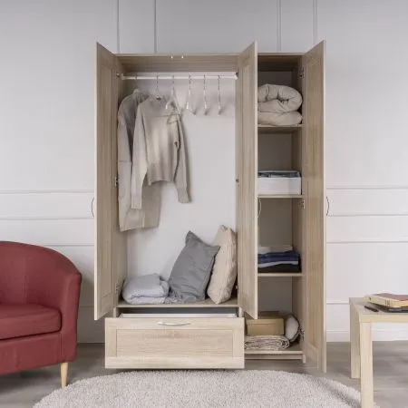 2.02.01.030.3 СИРИУС шкаф комбинированный "3 двери и 1 ящик сонома RU" (с 1 зеркалом)