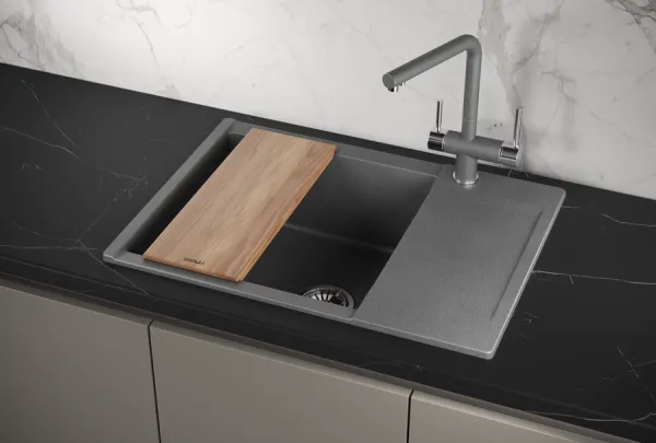 ES-7003, ГРАФИТ, кухонная мойка, кварц, ESTETICA