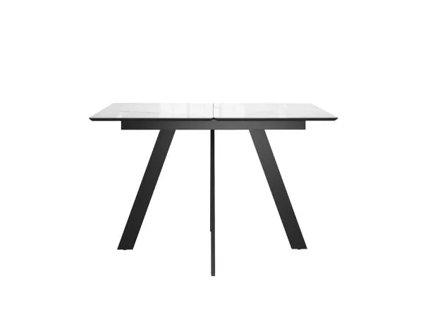 Стол DikLine DKD140 керамика 140(180)х80, Carrara Gloss (мрамор глянец белый), опоры черные (2уп.)