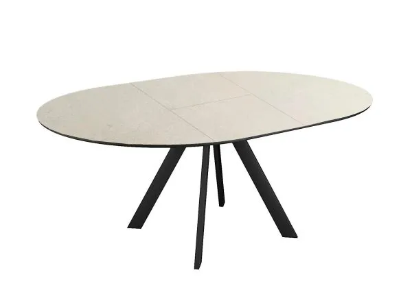 Стол DikLine SKC120 d1200 Керамика Krater Perla (бежевый матовый)/подстолье черное/опоры черные