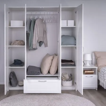 2.02.01.042.1 СИРИУС шкаф комбинированный "4 двери и 1 ящик белый RU (с 2 зеркалами)"