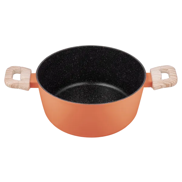 Кастрюля MAUNFELD MARTA MCS41FA06CL из кованого алюминия со стеклянной крышкой, 24 см, 4,1 л. Коралловый