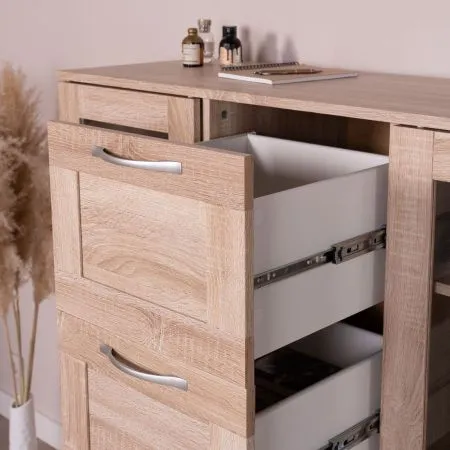 2.02.03.400.3 СИРИУС тумба 2 двери со стеклом и 4 ящика 117х123 сонома RU