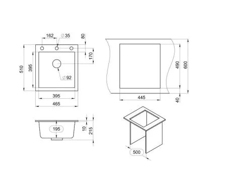 4651, БАЗАЛЬТ, кухонная мойка, кварц