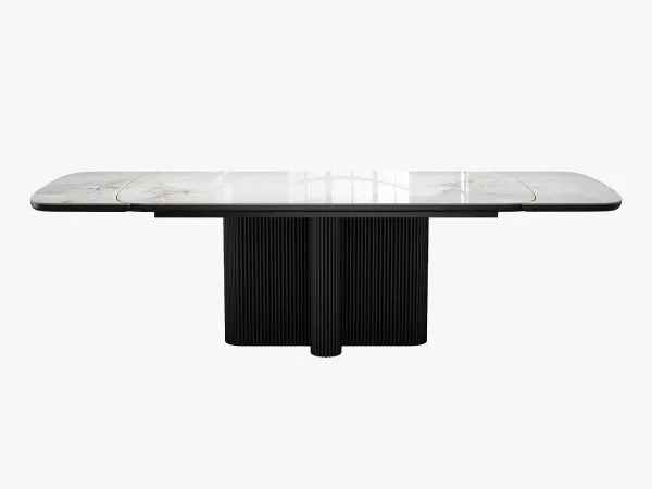 Стол DikLine DKO140 Керамика Platinum ART (белый глянец)/подстолье черное/опоры черные (2 уп.)