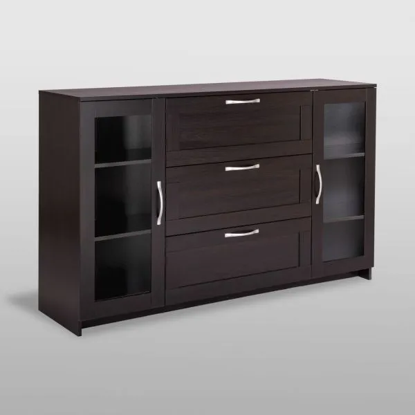 2.02.03.370.5 СИРИУС тумба 2 двери со стеклом и 3 ящика 156х95 Дуб Венге RU