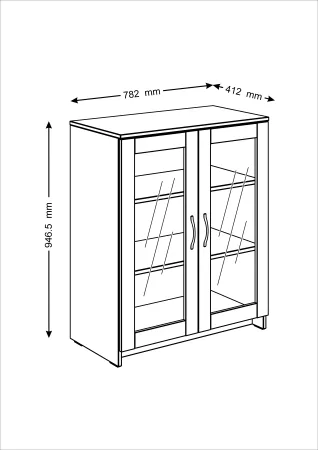 2.02.03.360.1 СИРИУС тумба 2 двери со стеклом 78х95 белая RU
