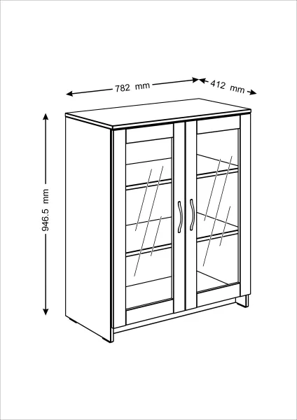 2.02.03.360.1 СИРИУС тумба 2 двери со стеклом 78х95 белая RU