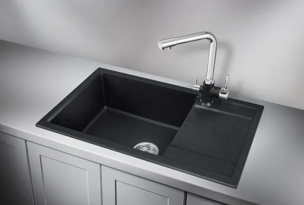7805, ЧЁРНЫЙ, кухонная мойка, кварц
