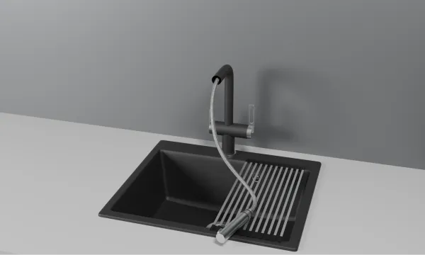 GR-8170, НЕРЖ, СМЕСИТЕЛЬ КУХОННЫЙ С ВЫДВИЖНЫМ ИЗЛИВОМ