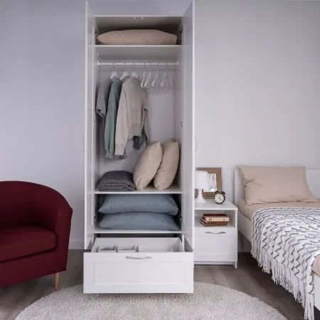 2.02.01.470.1 СИРИУС шкаф 2 двери и 1 ящик 78х59х220 белый RU