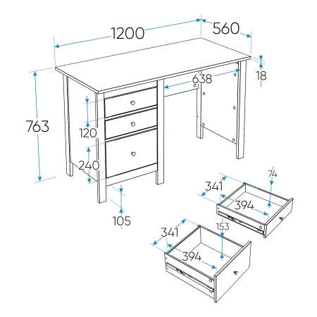 2.08.06.160.4 САГА стол письменный 120х56 серый