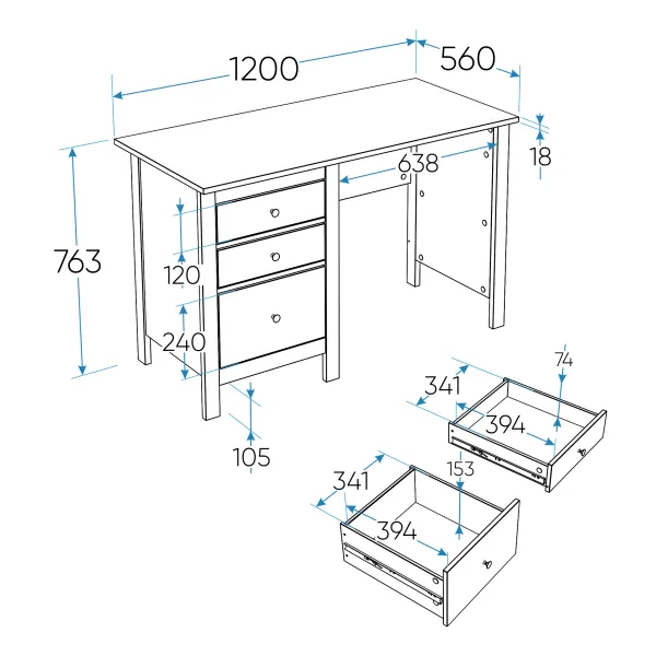 2.08.06.160.1 САГА стол письменный 120х56 белый