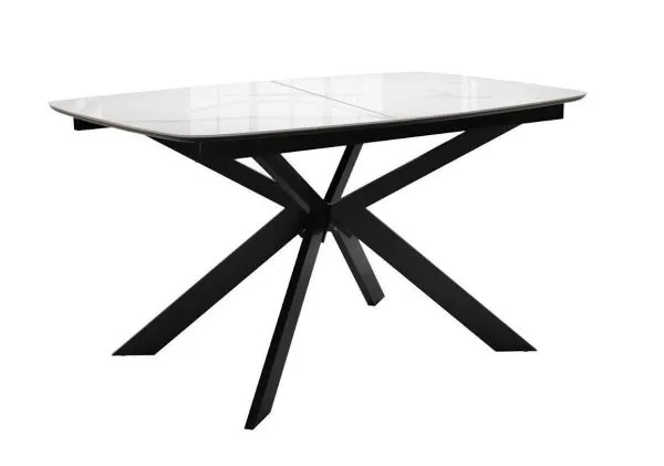 Стол DikLine BK140 керамика Carrara Gloss (мрамор глянец белый), подстолье черное, опоры черные