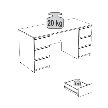 2.03.06.040.1 КАСТОР стол письменный 6 ящиков 151х65 RU белый
