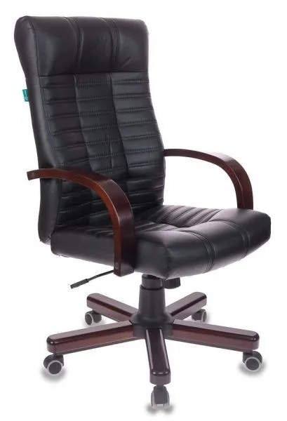 Кресло руководителя Бюрократ KB-10WALNUT черный экокожа крестов. металл/дерево