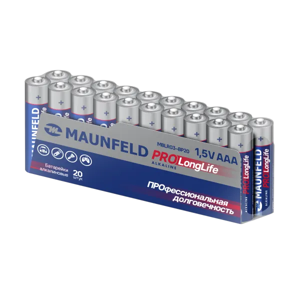 Батарейки MAUNFELD PRO Long Life Alkaline ААА(LR03) MBLR03-PB20, упаковка 20 шт.