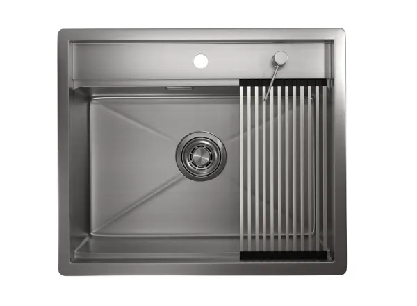 KS-6051, СТАЛЬ САТИН, стальная кухонная мойка KITCHEN SPACE