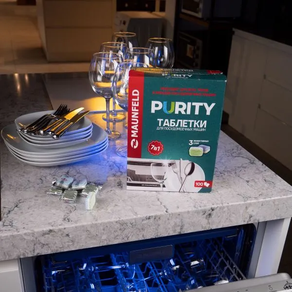 Таблетки для посудомоечных машин MAUNFELD Purity all in 1 MDT100ST (100 шт. в упаковке)