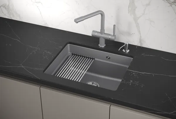 KS-5501U, АЛЮМИНИУМ, кухонная мойка, кварц