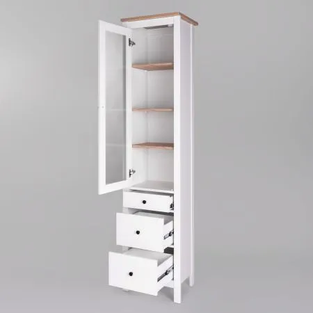 2.08.07.120.14 САГА шкаф с витриной 50 белый/ясень RU