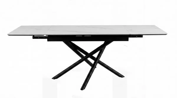 Стол DikLine BKX110 Керамика Carrara Gloss (мрамор глянец белый)/подстолье черное/опоры черные (2уп.)