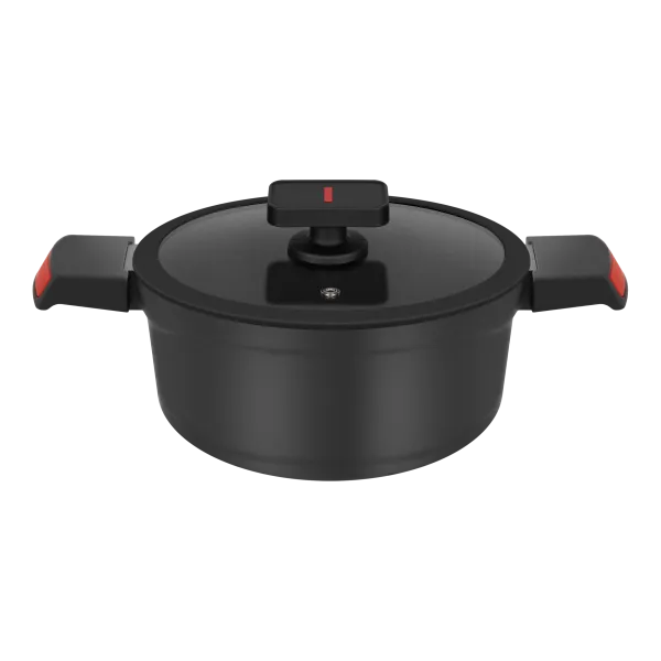 Кастрюля  с крышкой MAUNFELD AURORA MF20ARR1CS из литого алюминия, 20*10 см Черный