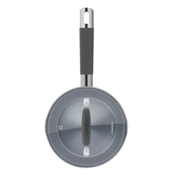 Ковш MAUNFELD LAURA МSP16S08GR из нержавеющей стали со стеклянной крышкой, 16 см, 1,6 л. Нержавеющая сталь