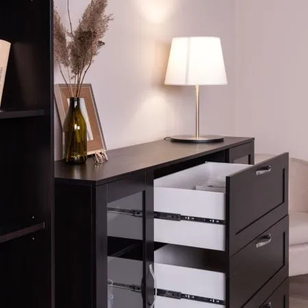 2.02.03.370.5 СИРИУС тумба 2 двери со стеклом и 3 ящика 156х95 Дуб Венге RU