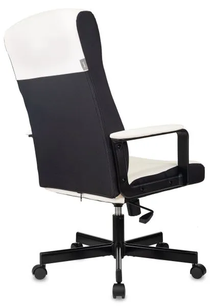 Кресло руководителя Бюрократ DOMINUS белый/черный экокожа крестов. металл