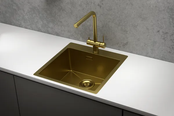 5151, ЗОЛОТО САТИН, стальная кухонная мойка
