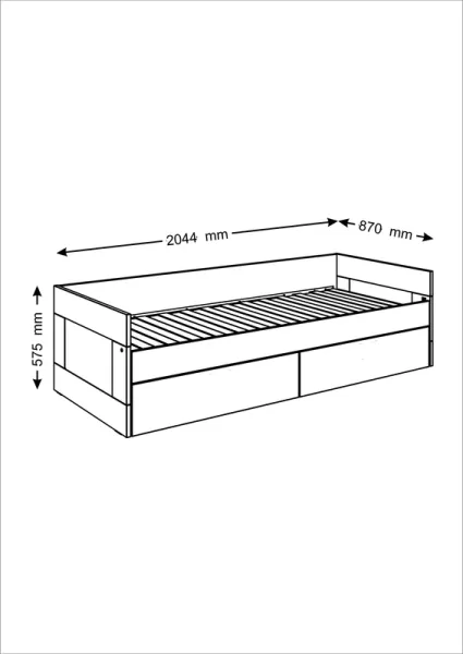 2.02.08.460.1 СИРИУС кровать раздвижная с ящиками 80х200 белая RU