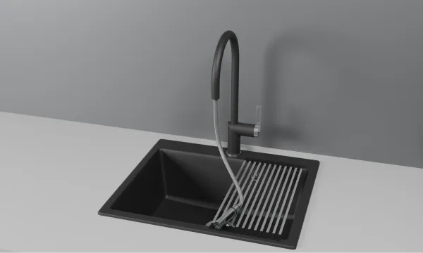 GR-8172, ГРАФИТ, СМЕСИТЕЛЬ КУХОННЫЙ С ВЫДВИЖНЫМ ИЗЛИВОМ