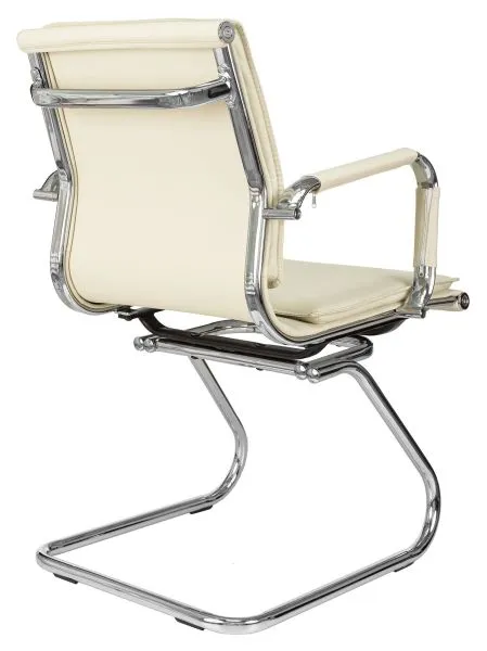 Кресло Бюрократ Ch-993-Low-V слоновая кость экокожа низк.спин. полозья металл хром