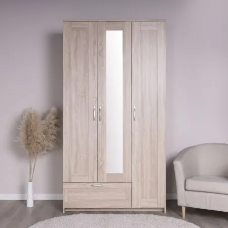 2.02.01.510.3 СИРИУС шкаф 3 двери и 1 ящик 117х59х220 сонома RU (с 1 зеркалом)