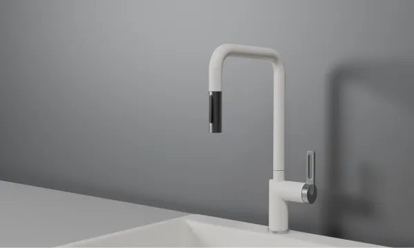 GR-8173, АРКТИК (БЕЛЫЙ), СМЕСИТЕЛЬ КУХОННЫЙ С ВЫДВИЖНЫМ ИЗЛИВОМ