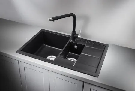7802, ЧЁРНЫЙ, кухонная мойка, кварц