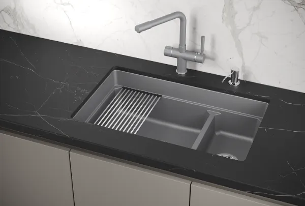 KS-7304U, АЛЮМИНИУМ, кухонная мойка, кварц